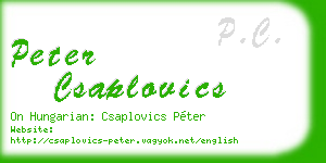 peter csaplovics business card