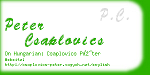 peter csaplovics business card